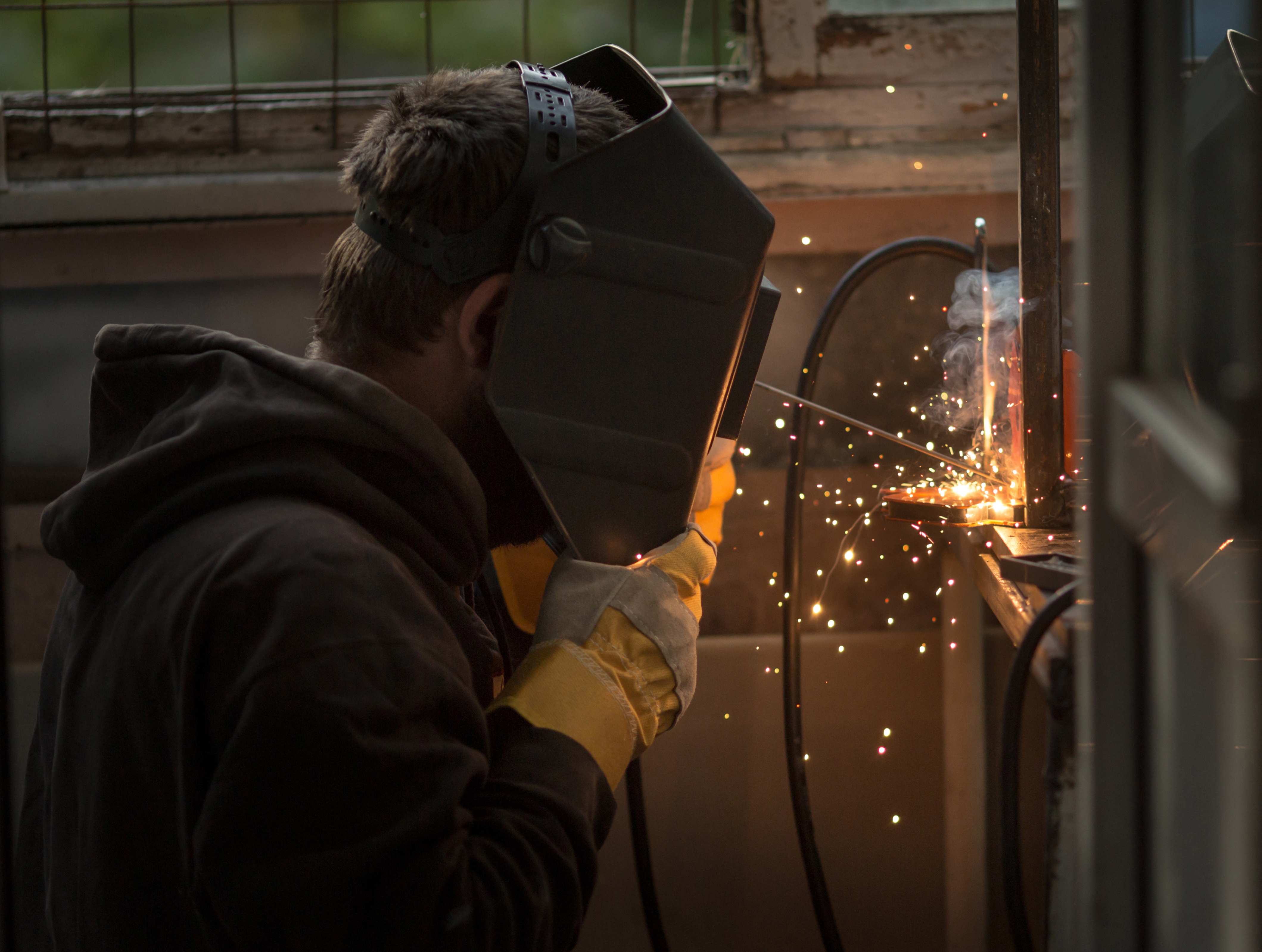 Industrial metalwork workshop with equipment